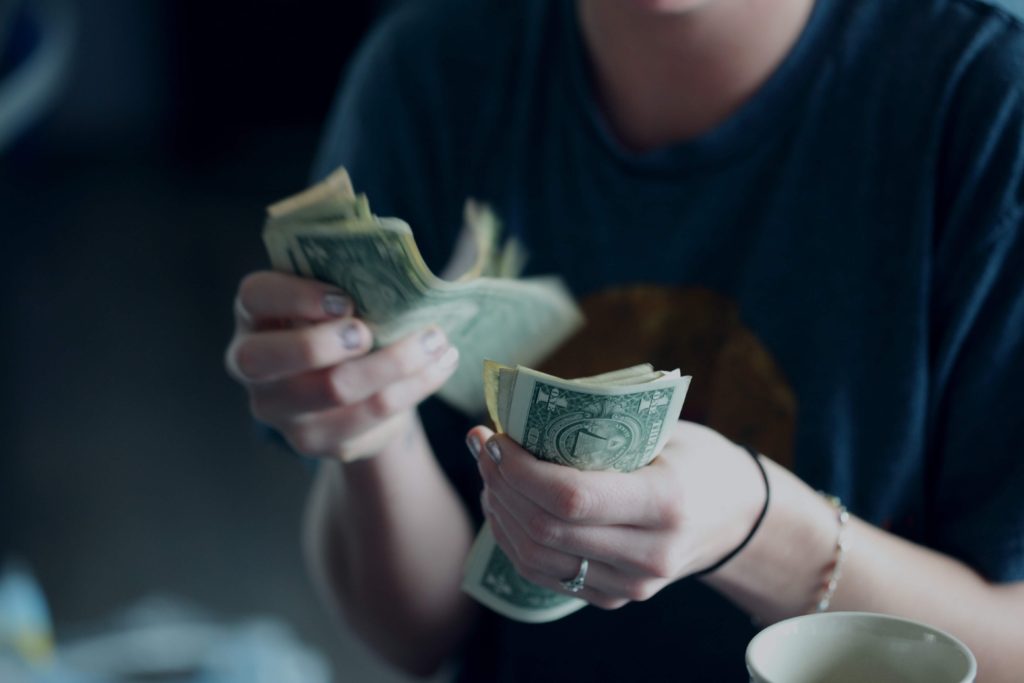 Counting money in hand 