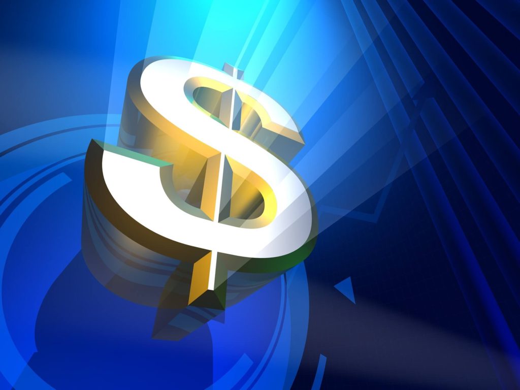 Gold and white Cash logo with blue blue background
