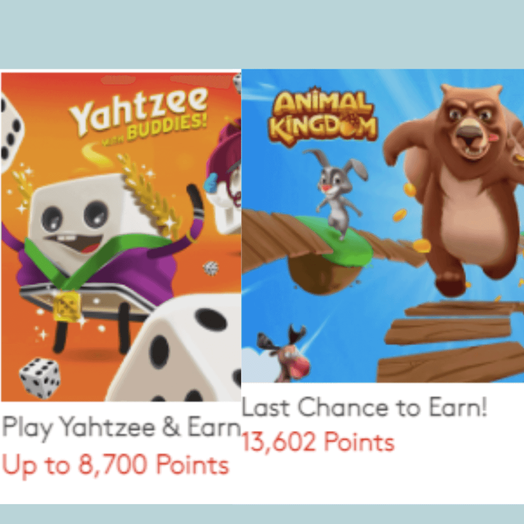 Yahtzee and Animal Kingdom games on Mypoints for cash