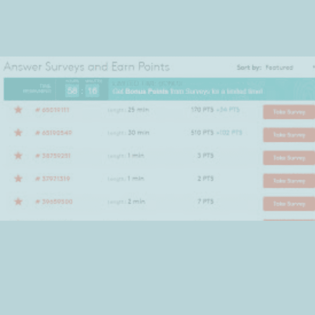 Mypoints survey menu list