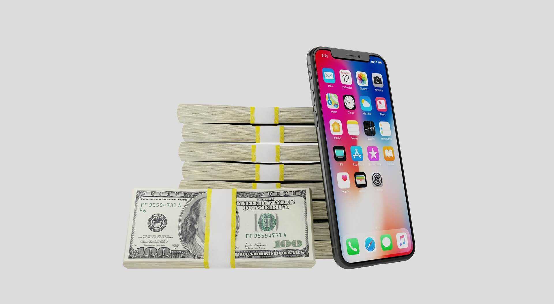 Smartphone displaying money-making apps-Making money online with phones