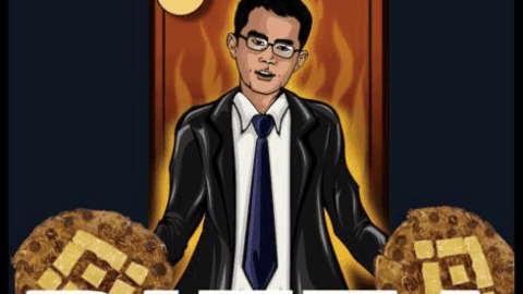 Binance CEO CZ in a suit holding two Pizza for Bitcoin Pizza Day 2023