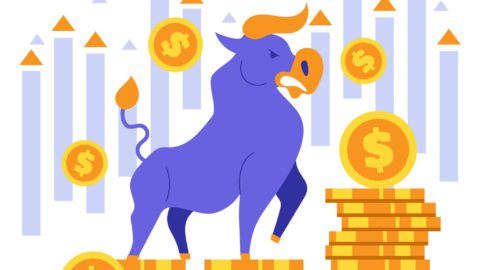 A bull on a coin-stock money