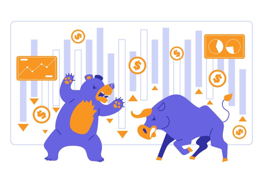 Bull and Bear fighting-stock money