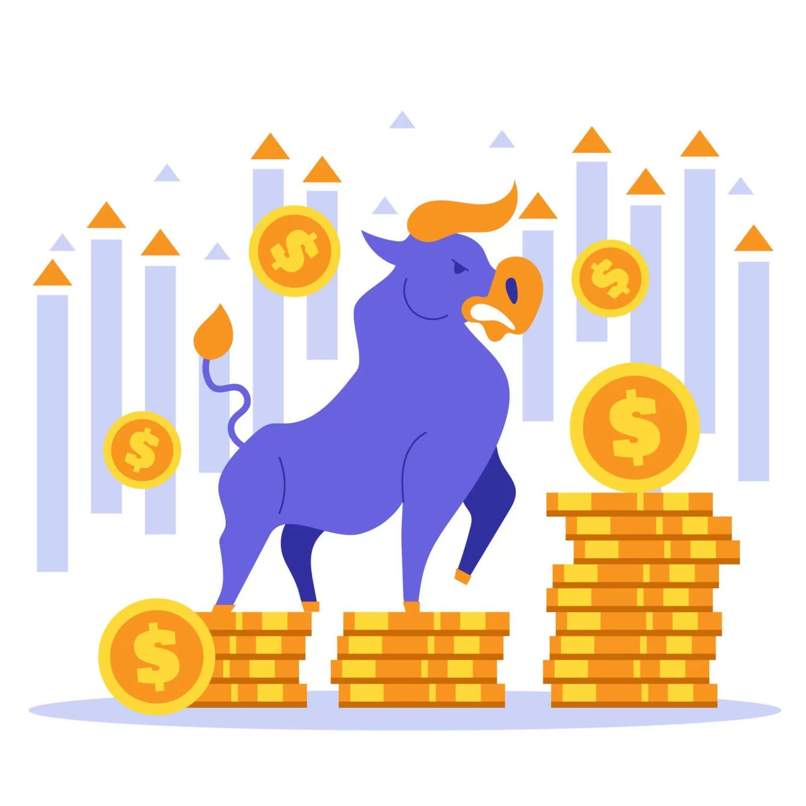 A bull on a coin-stock money