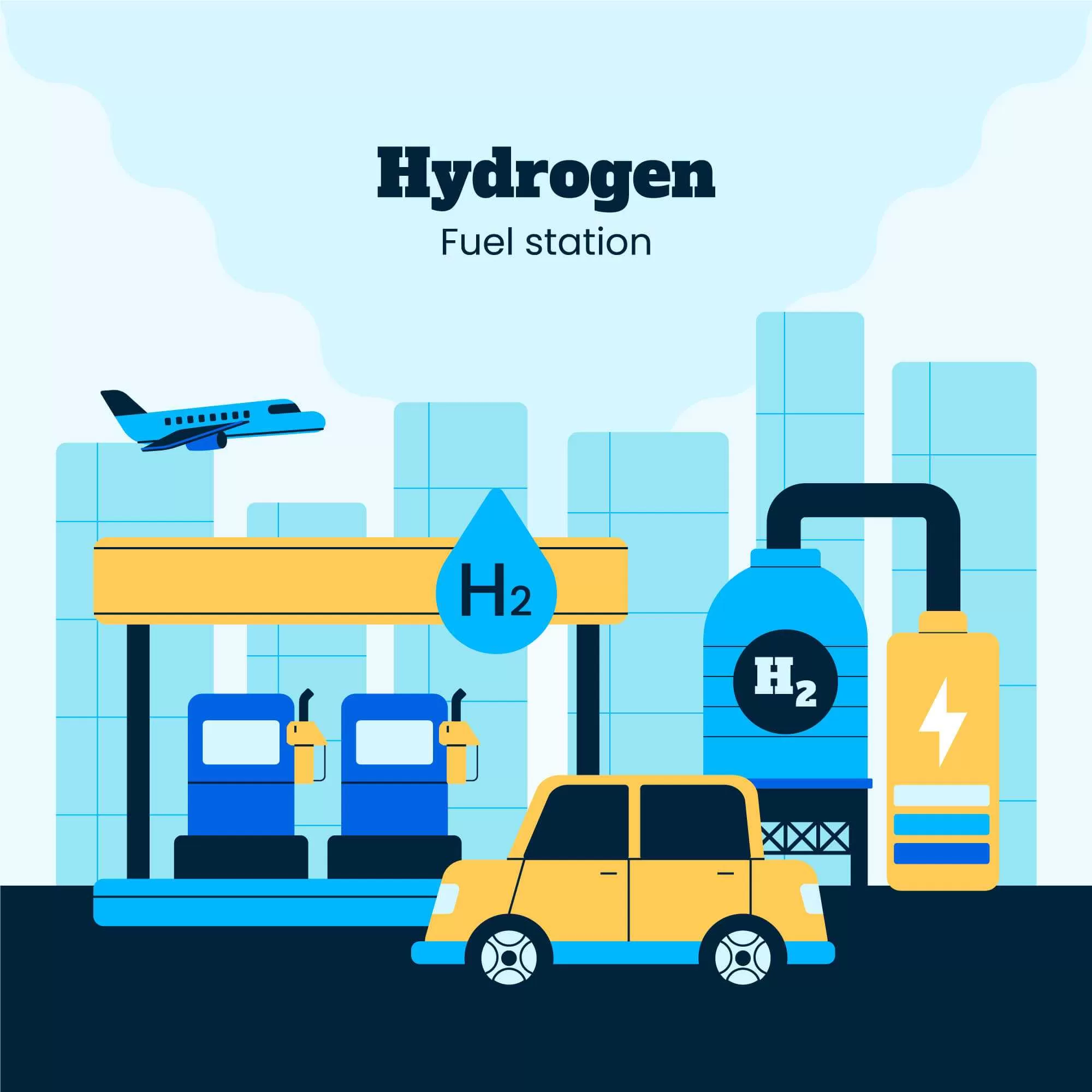 Image of hydrogen-powered vehicle: Hydrogen-powered car illustration - Hydrogen stocks