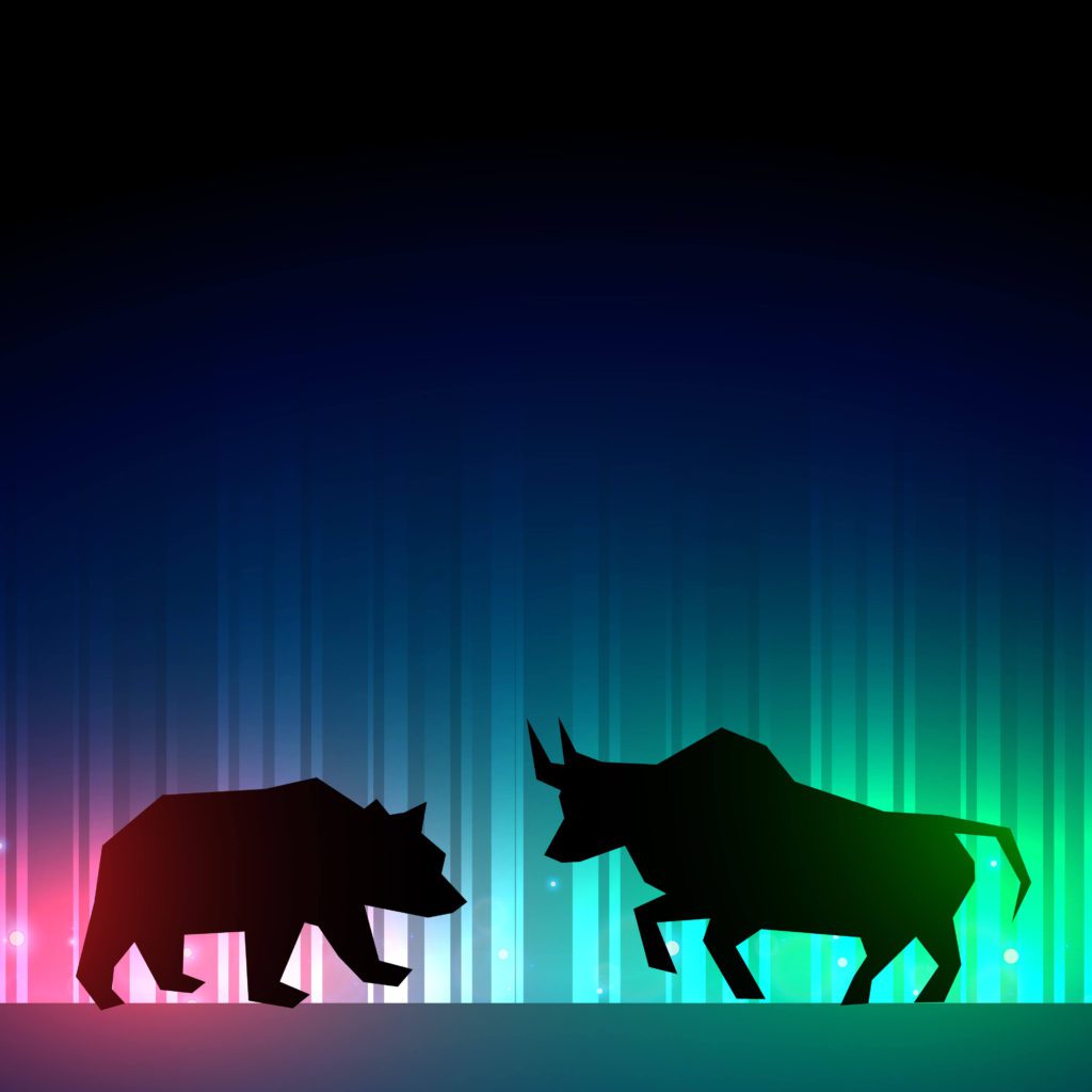 Illustration showcasing the impact of market timing with a bull and a bear