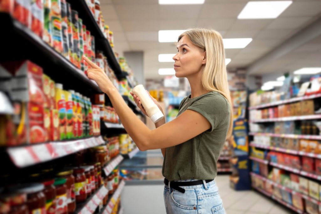 A woman at Walmart store: Woman shopping at Walmart store