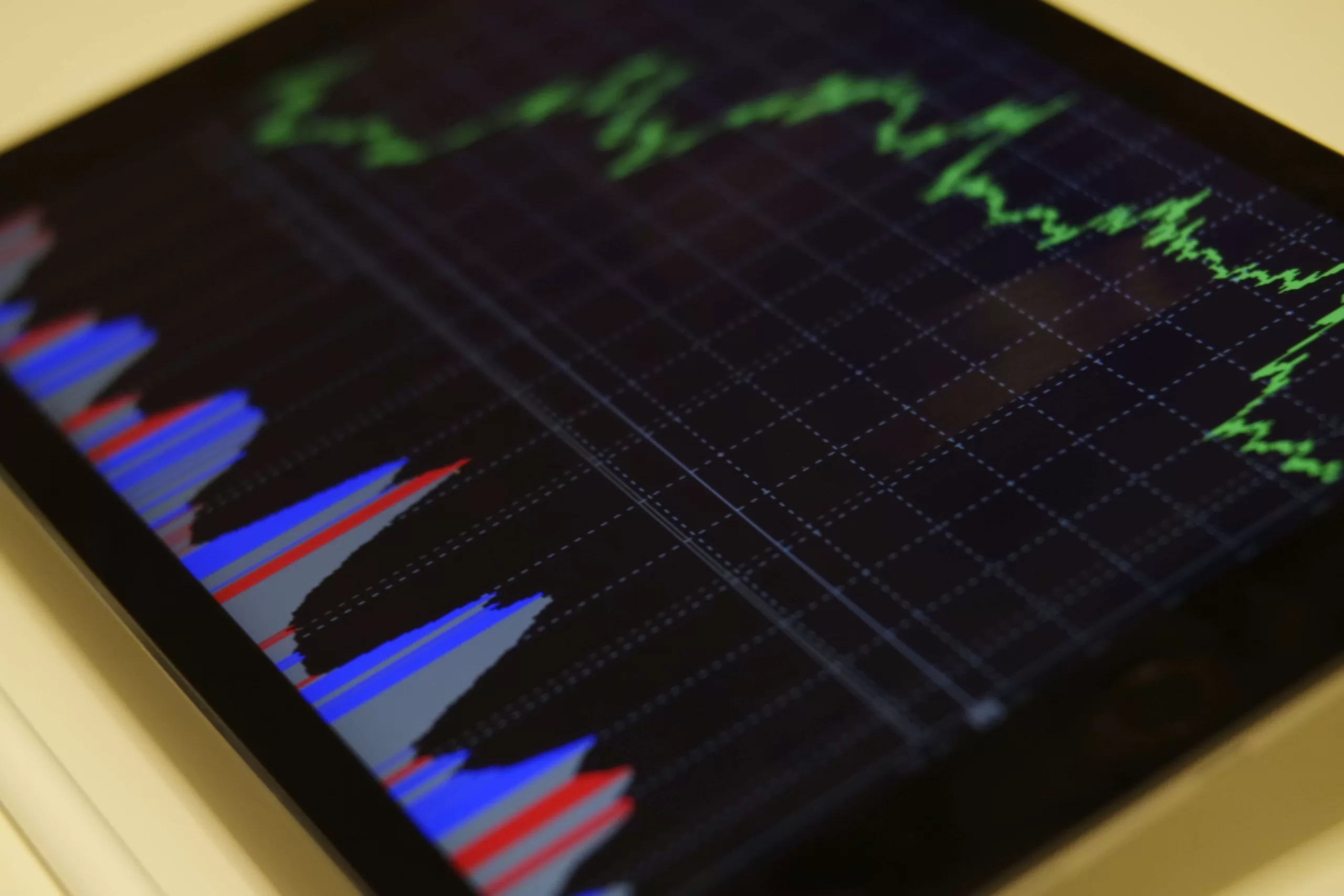 Stock analysis chart on a ipad