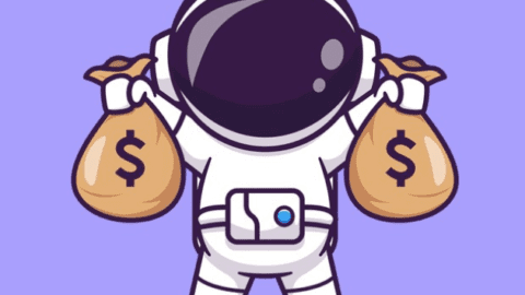 Honk token- space suit holding a bag of money