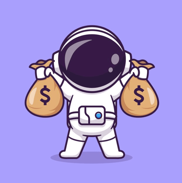 Honk token- space suit holding a bag of money